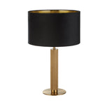 Searchlight Electric London Table Lamp - Knurled Brass & Black Velvet Shade 65721BK