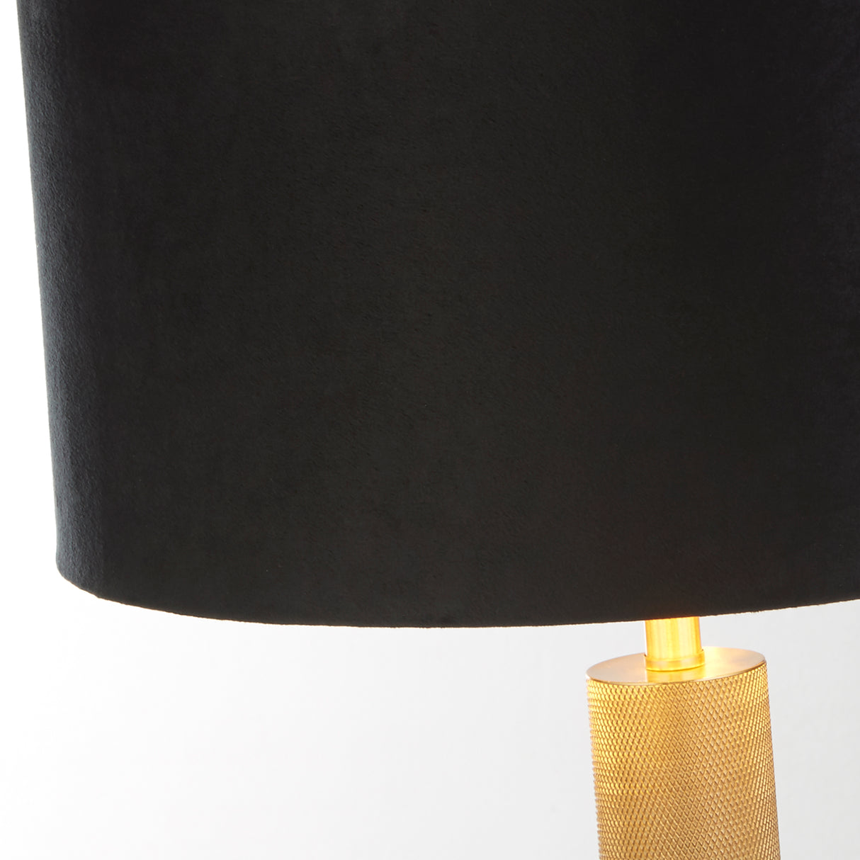 Searchlight Electric London Table Lamp - Knurled Brass & Black Velvet Shade 65721BK