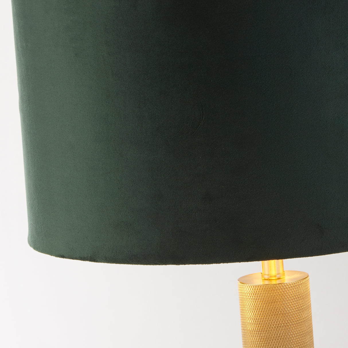 Searchlight Electric London Table Lamp - Knurled Brass & Green Velvet Shade 65721GR