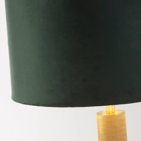 Searchlight Electric London Table Lamp - Knurled Brass & Green Velvet Shade 65721GR