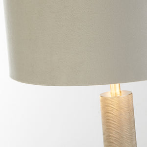 Searchlight Electric London Table Lamp- Knurled Satin Silver & Grey Velvet Shade 65721GY