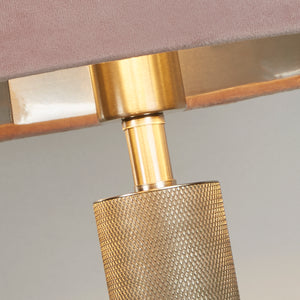 Searchlight Electric London Table Lamp- Knurled Satin Silver & Pink Velvet Shade 65721PI