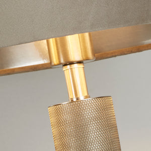 Searchlight Electric London Table Lamp- Knurled Satin Silver & Taupe Velvet Shade 65721TA