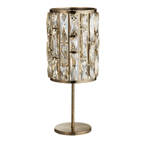 Searchlight Electric Bijou Table Lamp - Antique Brass Metal & Champagne Glass 6584AB