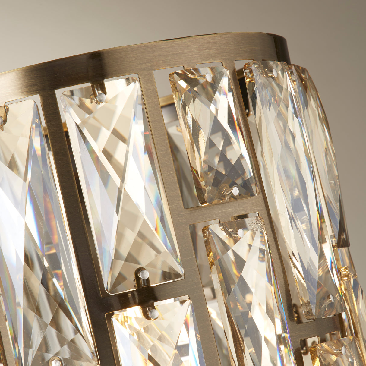 Searchlight Electric Bijou Table Lamp - Antique Brass Metal & Champagne Glass 6584AB
