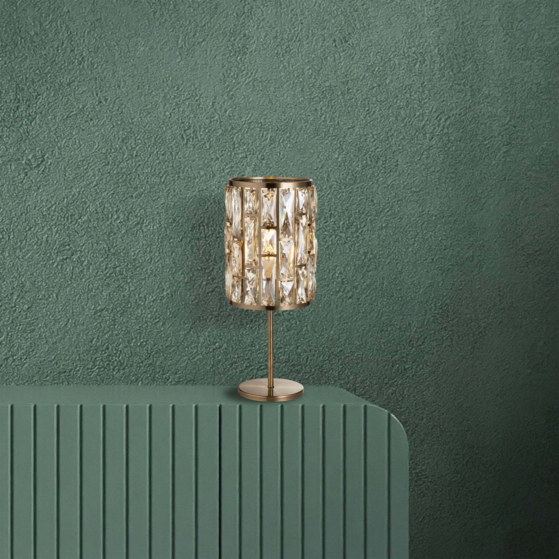 Searchlight Electric Bijou Table Lamp - Antique Brass Metal & Champagne Glass 6584AB