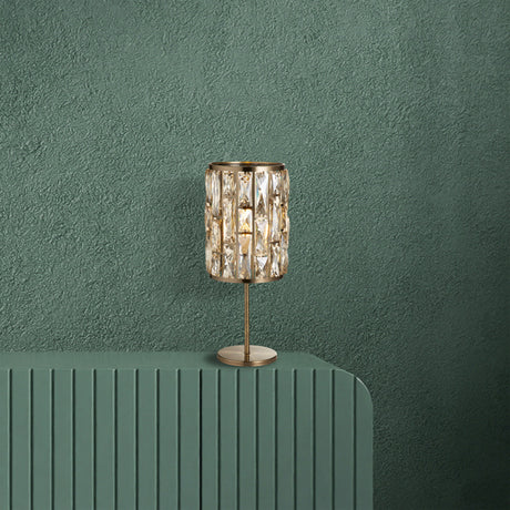 Searchlight Electric Bijou Table Lamp - Antique Brass Metal & Champagne Glass 6584AB