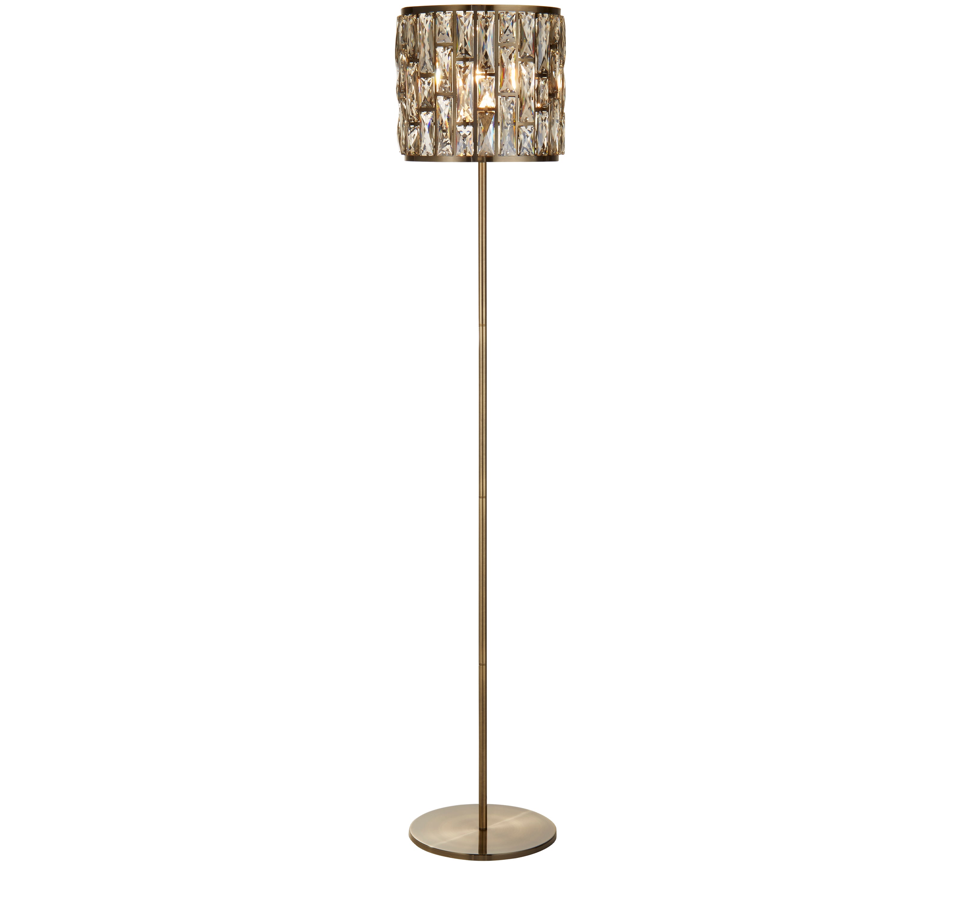 Bijou Floor Lamp - Antique Brass Metal & Champagne Glass