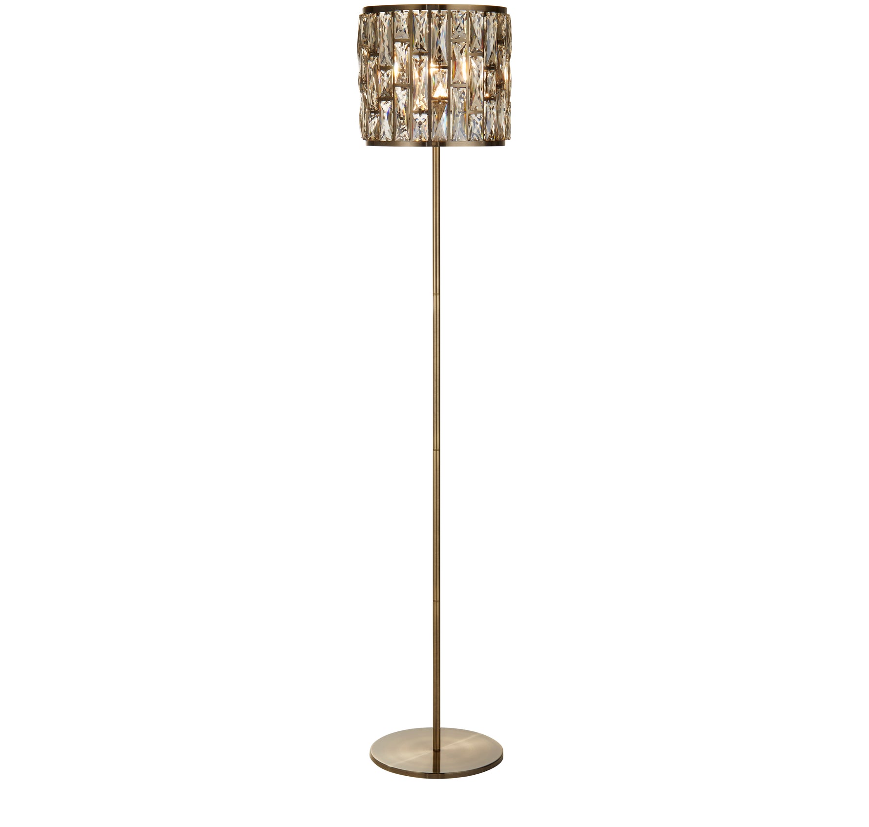 Bijou Floor Lamp - Antique Brass Metal & Champagne Glass