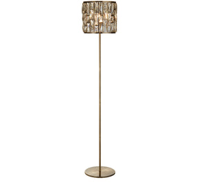 Bijou Floor Lamp - Antique Brass Metal & Champagne Glass