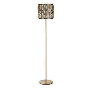 Searchlight Electric Bijou Floor Lamp - Antique Brass Metal & Champagne Glass 6589AB