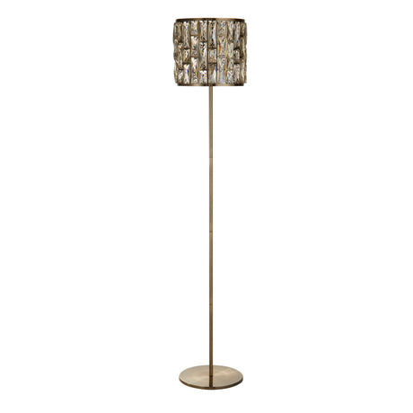 Searchlight Electric Bijou Floor Lamp - Antique Brass Metal & Champagne Glass 6589AB