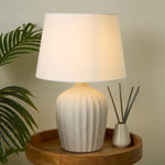 Searchlight Electric Padstow Table Lamp - Ceramic with Fabric Shade 66037CR