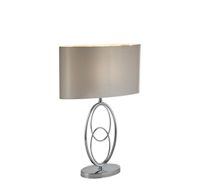 Loopy Table Lamp - Chrome Metal& Oval Silver Faux Silk Shade