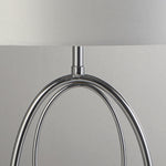 Searchlight Electric Loopy Table Lamp - Chrome Metal& Oval Silver Faux Silk Shade 69041CC