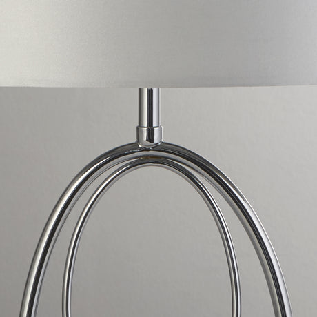 Searchlight Electric Loopy Table Lamp - Chrome Metal& Oval Silver Faux Silk Shade 69041CC