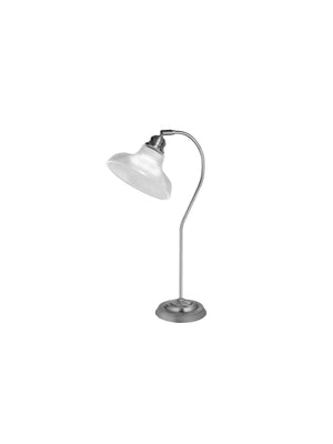 Bistro III Table Lamp -Satin Silver & Holphane Style Glass