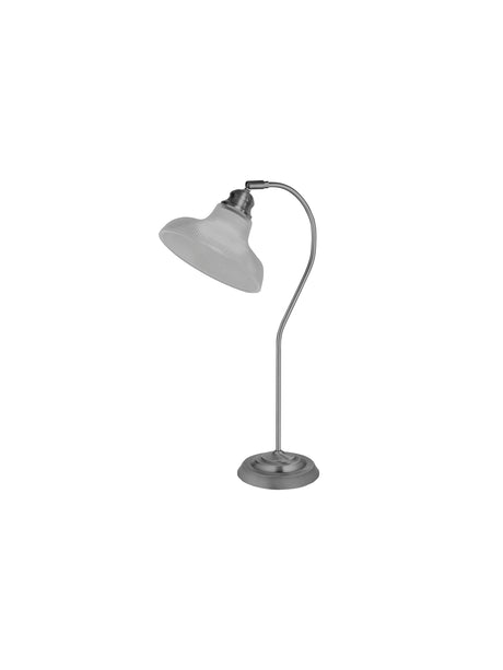 Searchlight Electric Bistro III Table Lamp -Satin Silver & Holphane Style Glass 7180SS