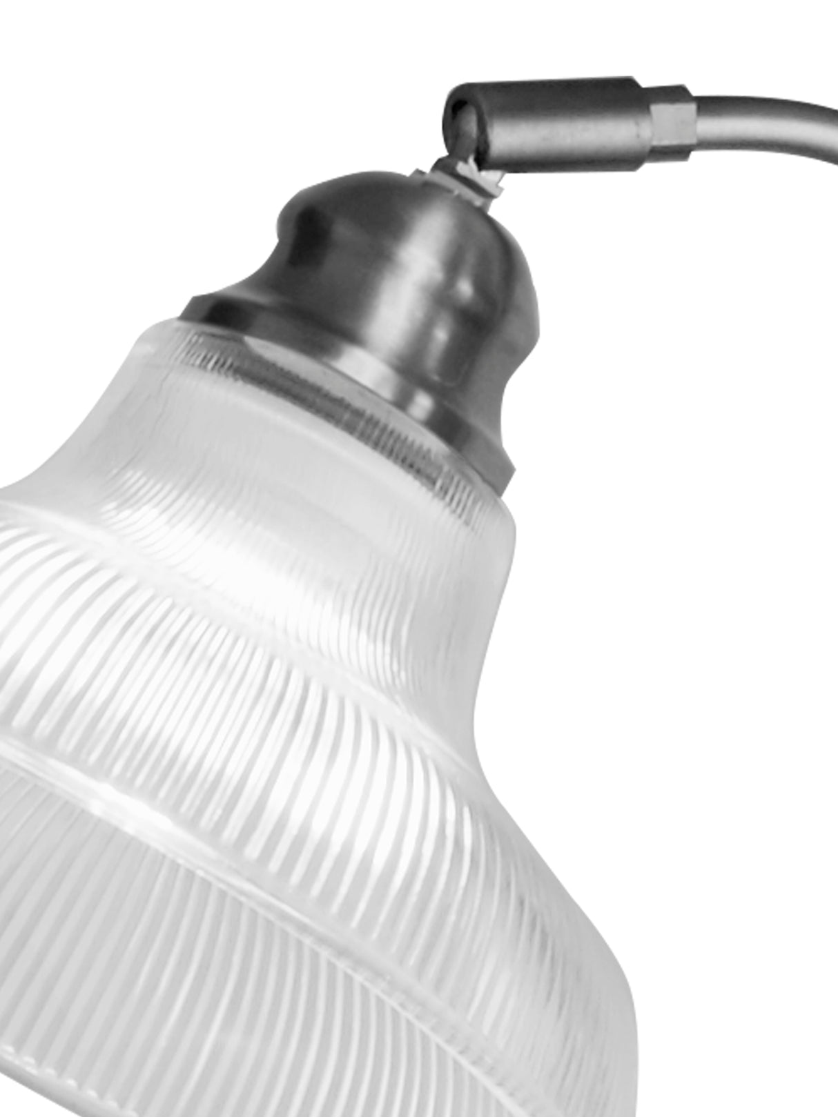 Searchlight Electric Bistro III Table Lamp -Satin Silver & Holphane Style Glass 7180SS