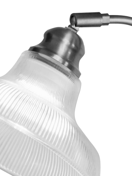 Searchlight Electric Bistro III Table Lamp -Satin Silver & Holphane Style Glass 7180SS