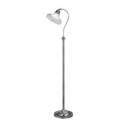 Bistro III Floor Lamp - Satin Silver & Holphane Style Glass