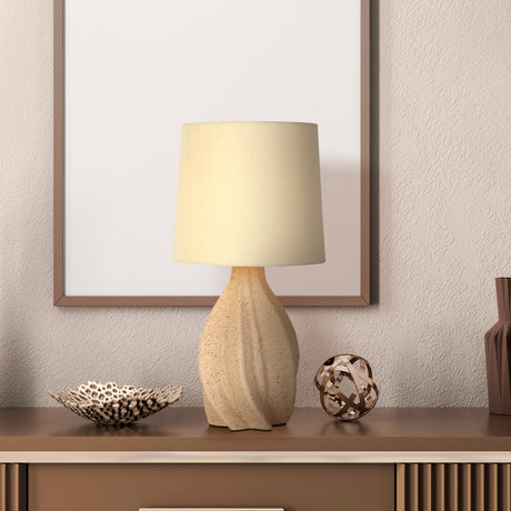 Searchlight Electric Twist 1Lt Table Lamp, Ceramic with Linen Shade 74210CR