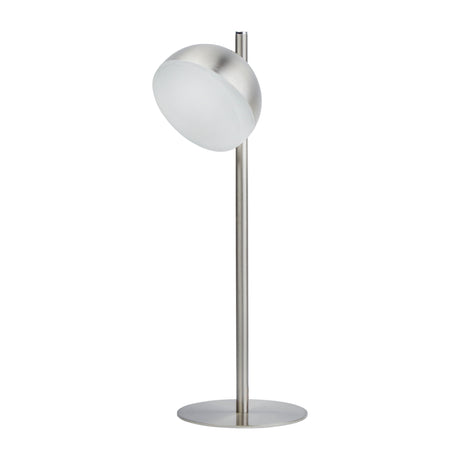 Searchlight Electric Tully Table Lamp - Satin Silver Metal & Frosted Shade 7451-1SS