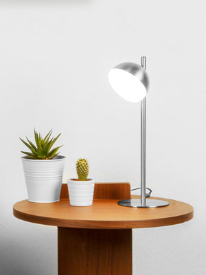 Searchlight Electric Tully Table Lamp - Satin Silver Metal & Frosted Shade 7451-1SS