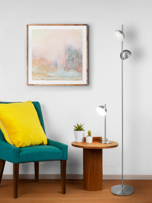 Searchlight Electric Tully Floor Lamp - Satin Silver Metal & Frosted Shade 7452-2SS