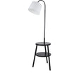 Ridge Shelf Floor Lamp - Black Metal, Wood & White Fabric