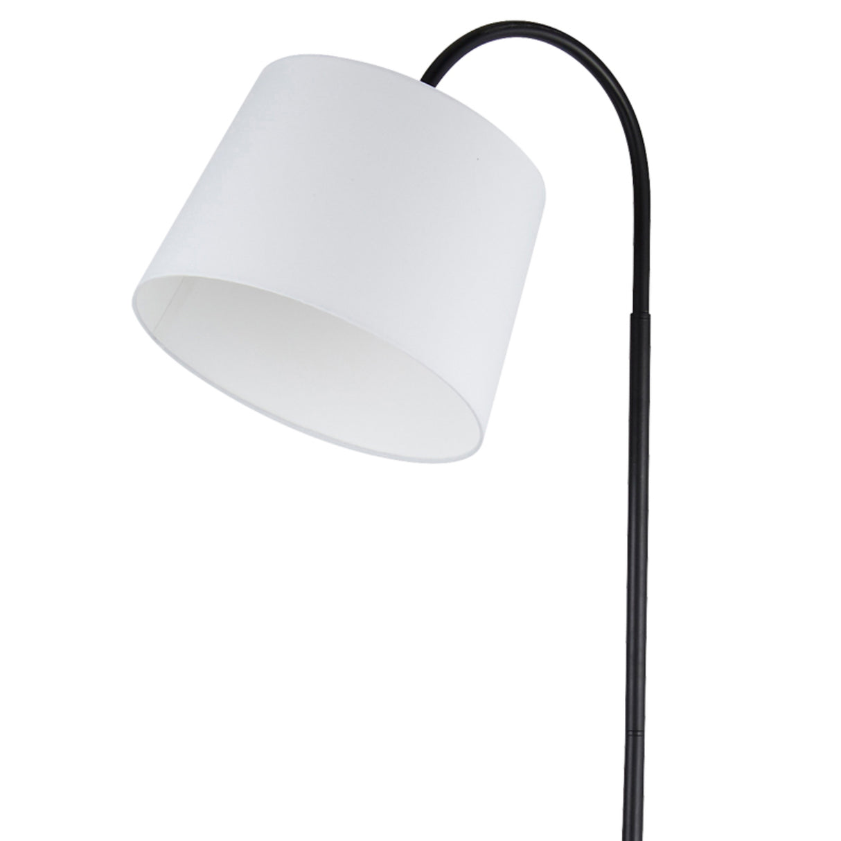 Searchlight Electric Ridge Shelf Floor Lamp - Black Metal, Wood & White Fabric 74730BK