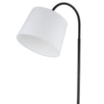 Searchlight Electric Ridge Shelf Floor Lamp - Black Metal, Wood & White Fabric 74730BK
