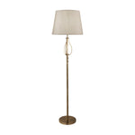 Vegas Floor Light- Antique Brass Metal & Cream Hessian Shade