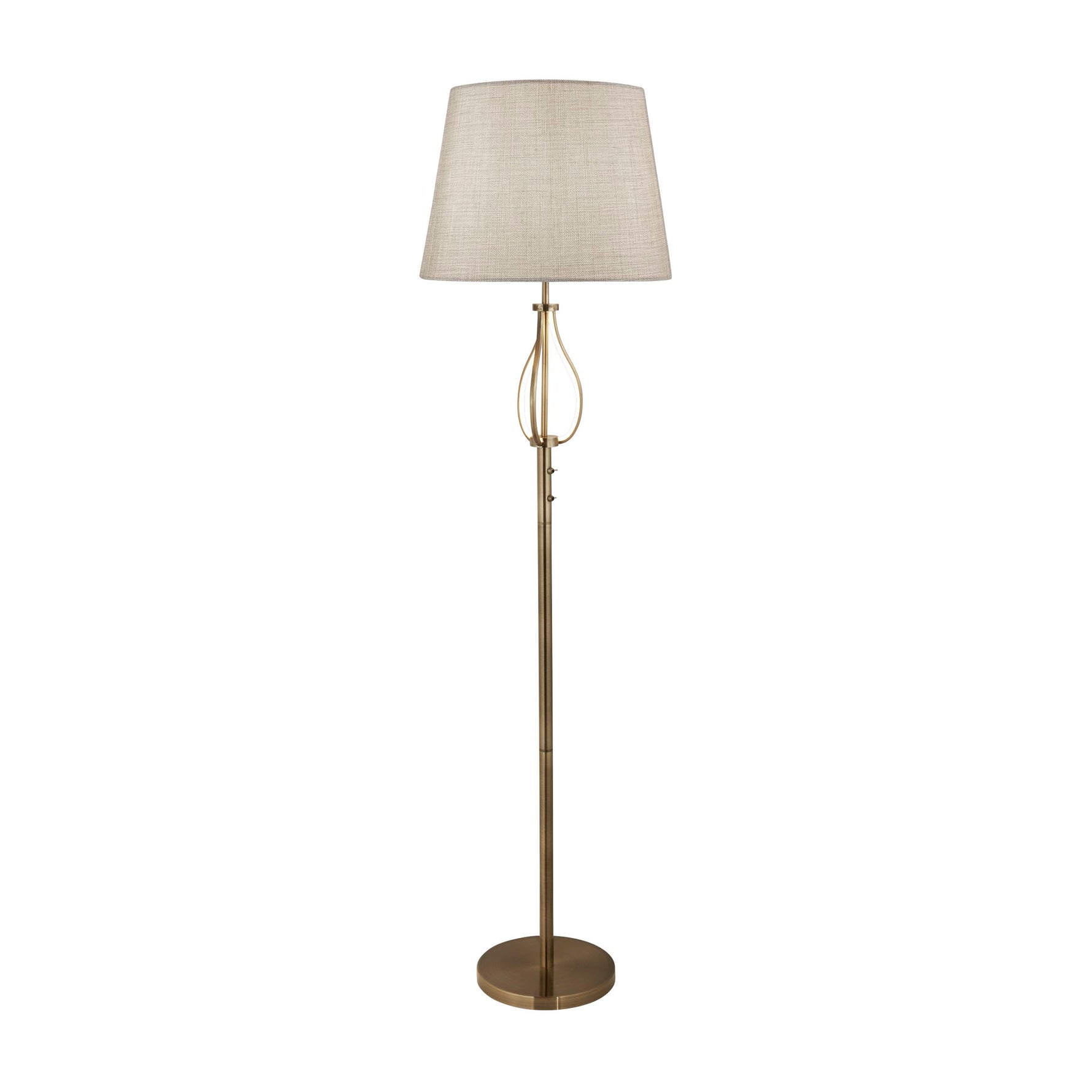 Vegas Floor Light- Antique Brass Metal & Cream Hessian Shade