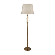Vegas Floor Light- Antique Brass Metal & Cream Hessian Shade