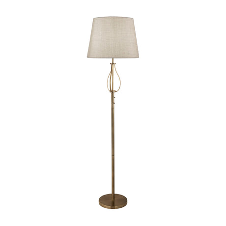 Vegas Floor Light- Antique Brass Metal & Cream Hessian Shade