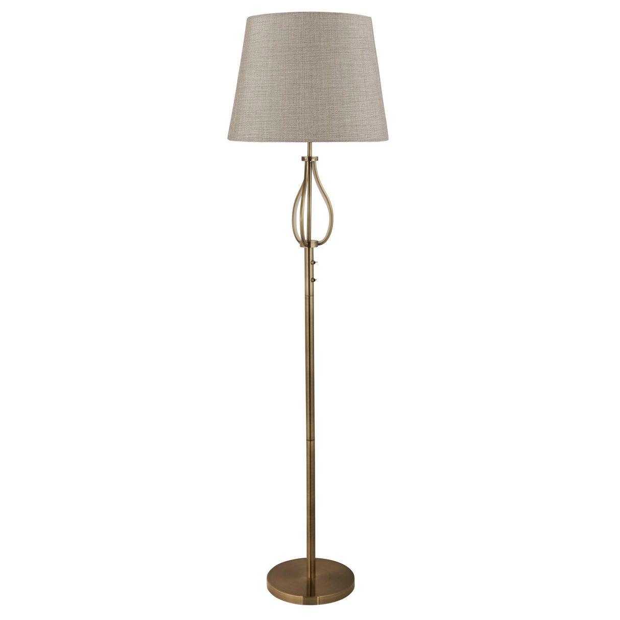 Searchlight Electric Vegas Floor Light- Antique Brass Metal & Cream Hessian Shade 7485AB