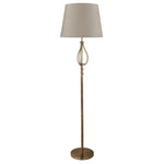 Searchlight Electric Vegas Floor Light- Antique Brass Metal & Cream Hessian Shade 7485AB