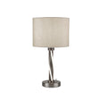 Vegas Table Lamp  - Satin Silver Metal & Ivory Hessian Shade