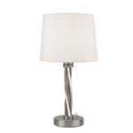 Searchlight Electric Vegas Table Lamp  - Satin Silver Metal & Ivory Hessian Shade 7564SS