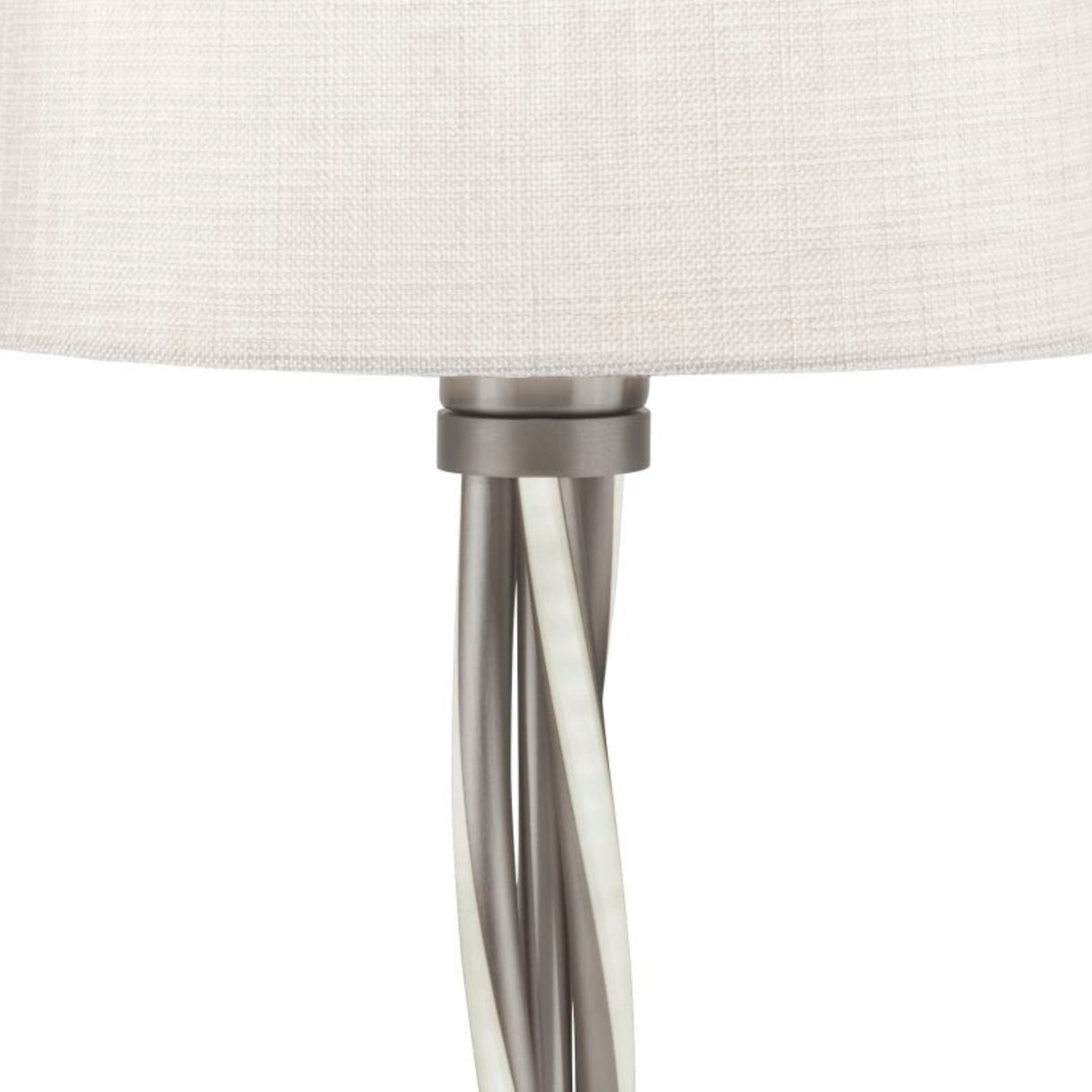 Searchlight Electric Vegas Table Lamp  - Satin Silver Metal & Ivory Hessian Shade 7564SS