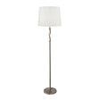 Vegas Floor Lamp - Satin Silver Metal &  Ivory Hessian Shade