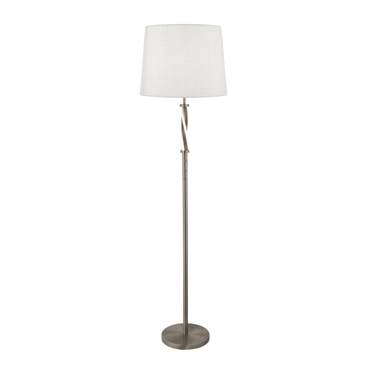 Vegas Floor Lamp - Satin Silver Metal &  Ivory Hessian Shade