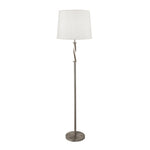 Vegas Floor Lamp - Satin Silver Metal &  Ivory Hessian Shade