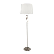 Vegas Floor Lamp - Satin Silver Metal &  Ivory Hessian Shade