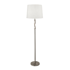 Vegas Floor Lamp - Satin Silver Metal &  Ivory Hessian Shade