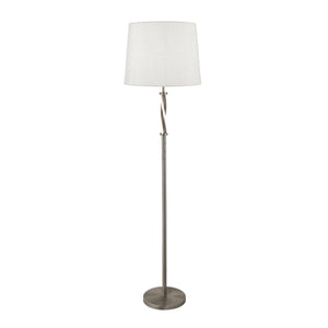 Vegas Floor Lamp - Satin Silver Metal &  Ivory Hessian Shade