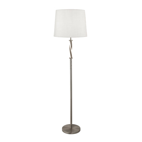 Vegas Floor Lamp - Satin Silver Metal &  Ivory Hessian Shade