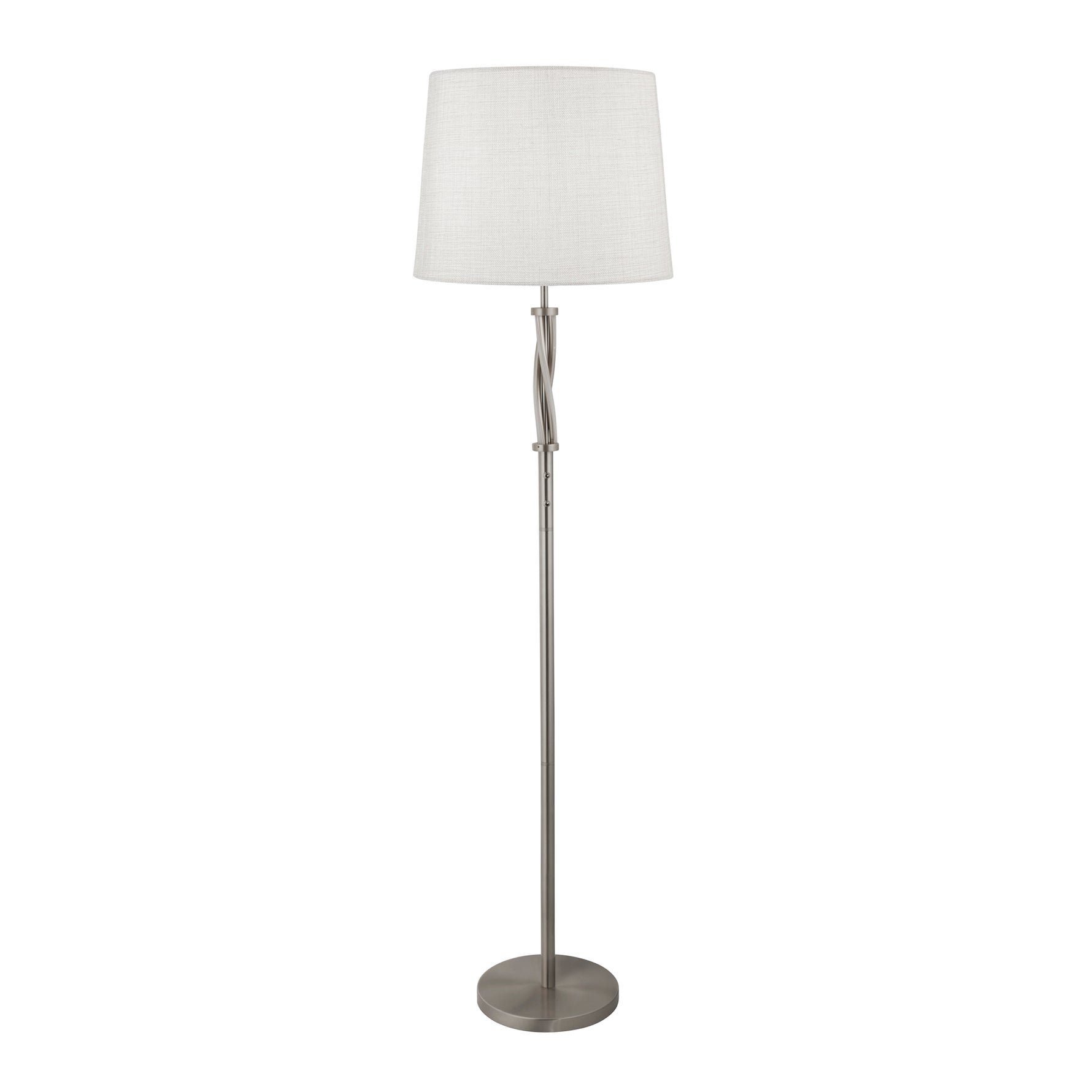 Searchlight Electric Vegas Floor Lamp - Satin Silver Metal &  Ivory Hessian Shade 7565SS