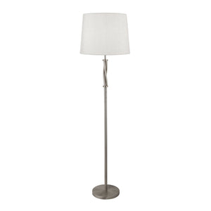 Searchlight Electric Vegas Floor Lamp - Satin Silver Metal &  Ivory Hessian Shade 7565SS